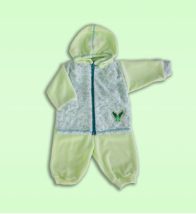 Dres niemowlęcy polarowy z kapturem zielony + boucle  74 - 86