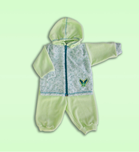 Dres niemowlęcy polarowy z kapturem zielony + boucle  74 - 86