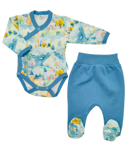 Komplet body kopertowe + półśpioch Prążek Zamki Niebo