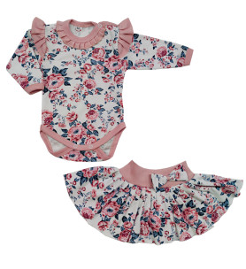 Komplet body + spódniczka Róże