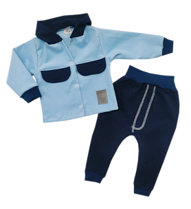 Komplet koszula z kapturem + spodenki Granat