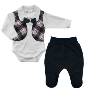 Komplet body + półśpiochy Elegant Mucha z granatem