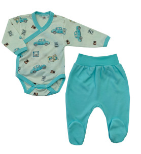 Komplet body kopertowe + półśpioch Autka Turkus