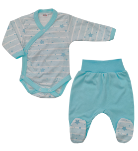 Komplet body kopertowe + półśpioch Gwiazdki Turkus