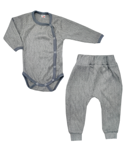 Komplet sweterkowy body + spodenki 62 - 74 Szary