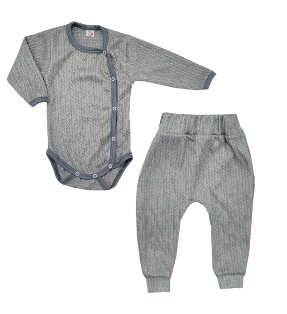 Komplet sweterkowy body + spodenki 62 - 74 Szary