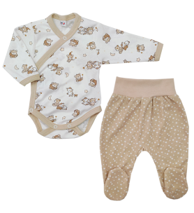 Komplet body kopertowe + półśpioch Misie Krem