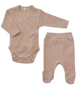 Komplet body kopertowe + półśpioch Prążek Dymny Róż