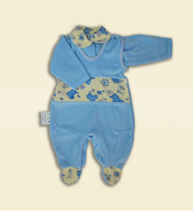 Komplet śpioch + kaftan welurowy  niebieski