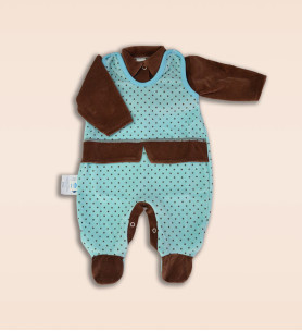 Komplet śpioch + kaftan welurowy  turkusowy