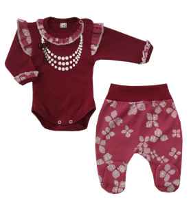Komplet body + półśpioch/spodenki Korale Bordo