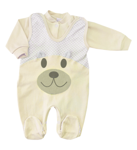  Komplet śpioch + kaftan bawełniany Miś 3D Beż