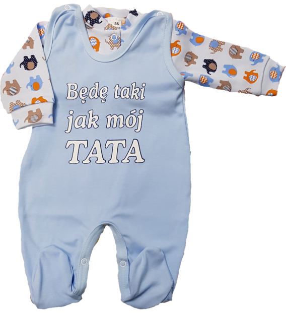 Komplet śpioch + kaftan bawełniany Będę taki jak mój Tata
