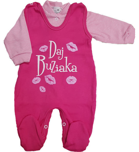 Komplet śpioch + kaftan bawełniany Daj buziaka dziewczynka