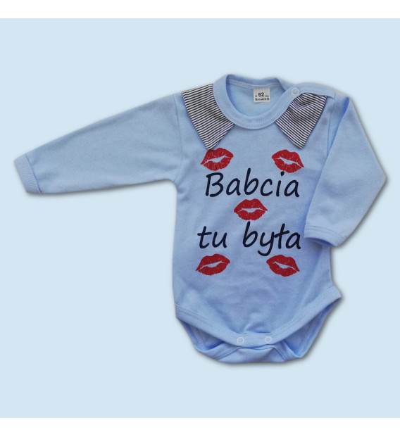 Rampers z kołnierzykiem długi rękaw Babcia tu była 