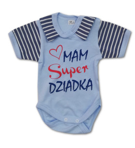 Rampers z kołnierzykiem krótki rękaw Super dziadek 