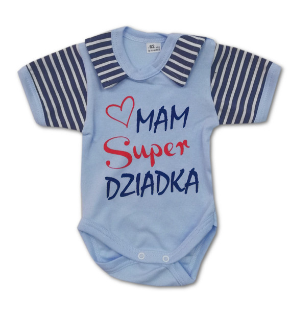 Rampers z kołnierzykiem krótki rękaw Super dziadek 