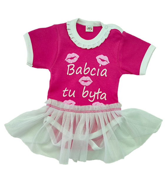 Rampers z falbanką krótki rękaw  Babcia tu była 