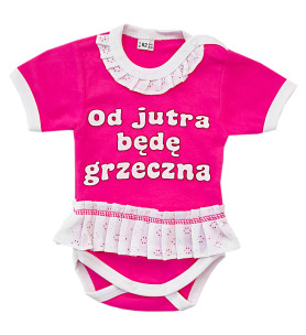 Rampers z falbanką krótki rękaw Grzeczna